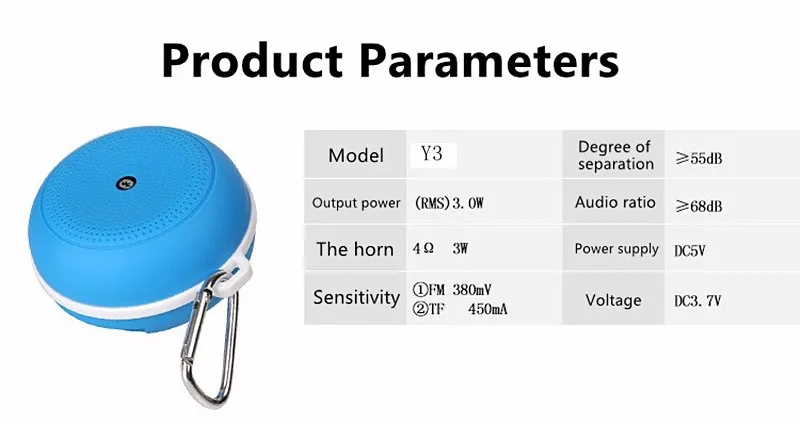 Hot Selling Colorful y3 Mini Music Wireless Blue tooth Portable usb shower Speaker - ANKUX.COM