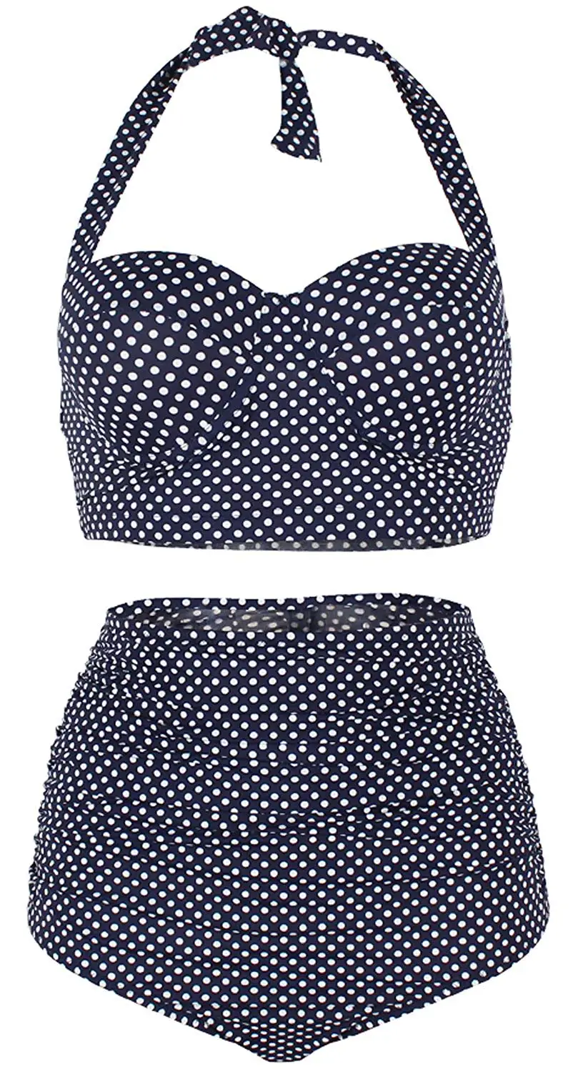 Cheap Retro High Waisted Polka Dot Bikini, find Retro High Waisted ...