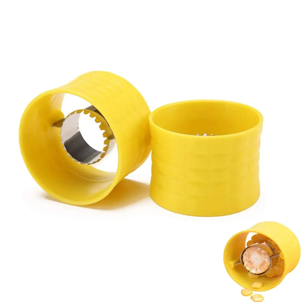 Cob Corn Stripper, Creative Kitchen Gadgets, LITOON Corn Stripper Cob Cutter Remove, Stainless Steel Corn Cob Peeler Remover,Peel Corn Grain 3 Pack (1, Yellow)