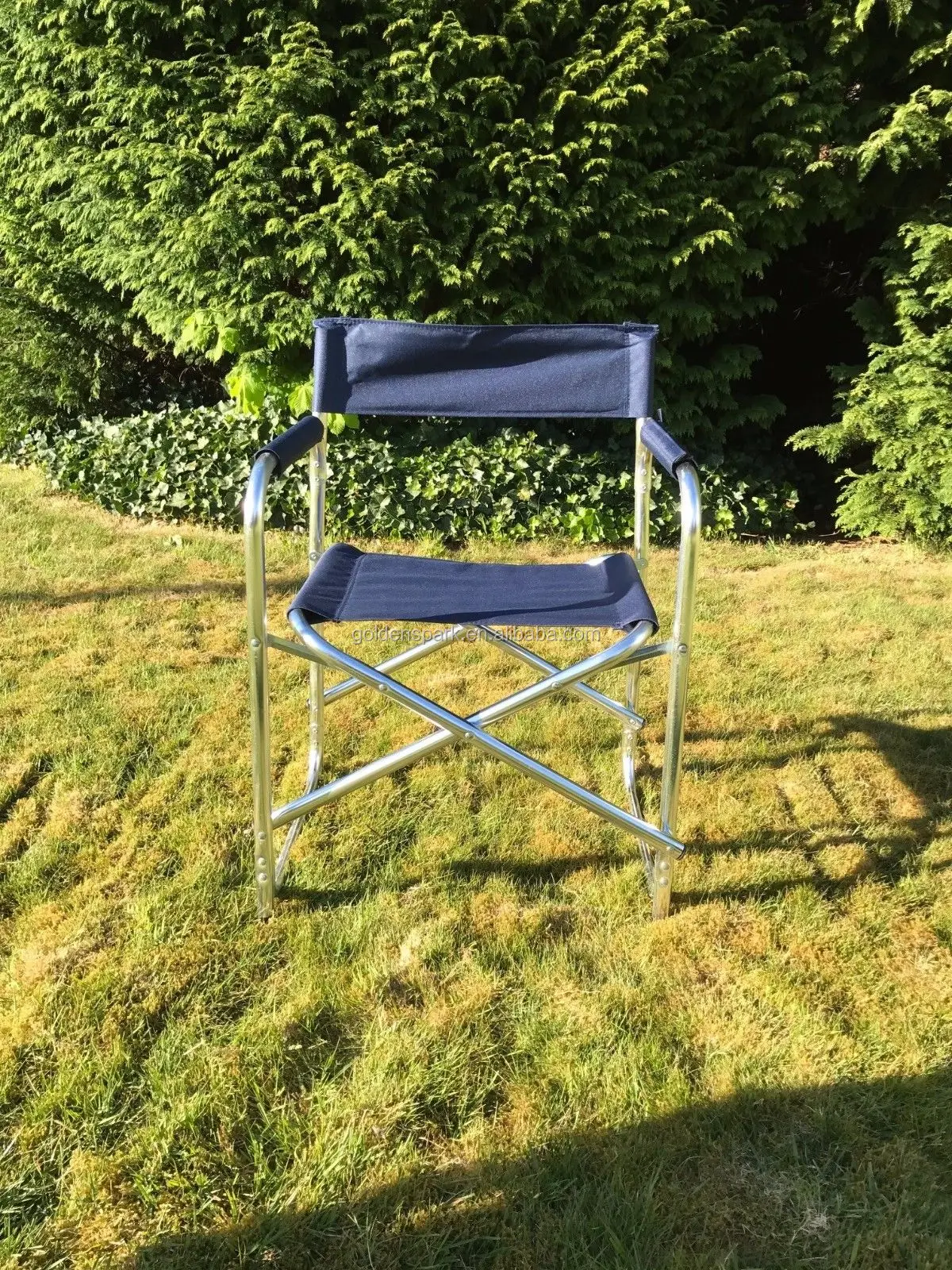 Outdoor Black Lightweight Folding Directors Chair With Padded Arms