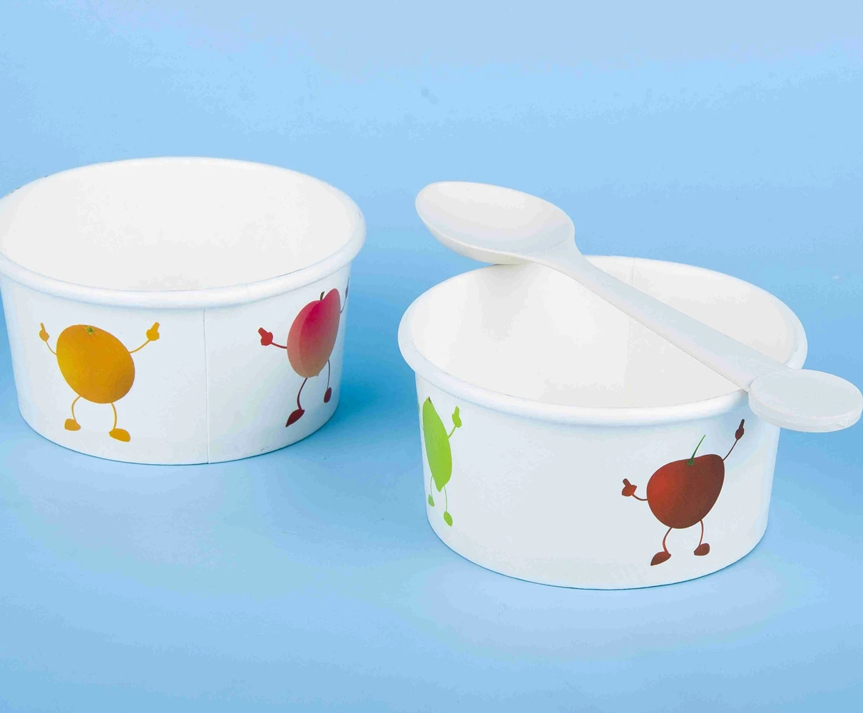 12oz Disposable Printed Frozen Yogurt Paper Cup With Lid And Spoon