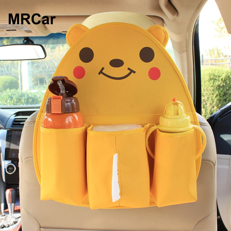 Promotional gifts lovely cartoon insulation bag car organizer for kids with 3 pockets storage