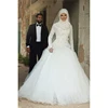 2019 New design Arabian Islamic Muslim bride dresses long sleeve muslim wedding dress luxury high collar wedding dress