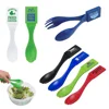 Promotional gift plastic detachable utensil set dual use portable personal take out kitchen salad food tongs with bottle opener