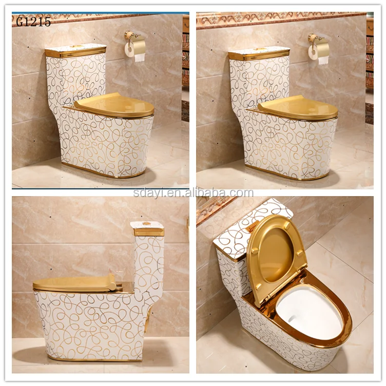 Ceramic Golden Wc Toilet Bowl Bathroom Gold Plated Color Toilet Gold