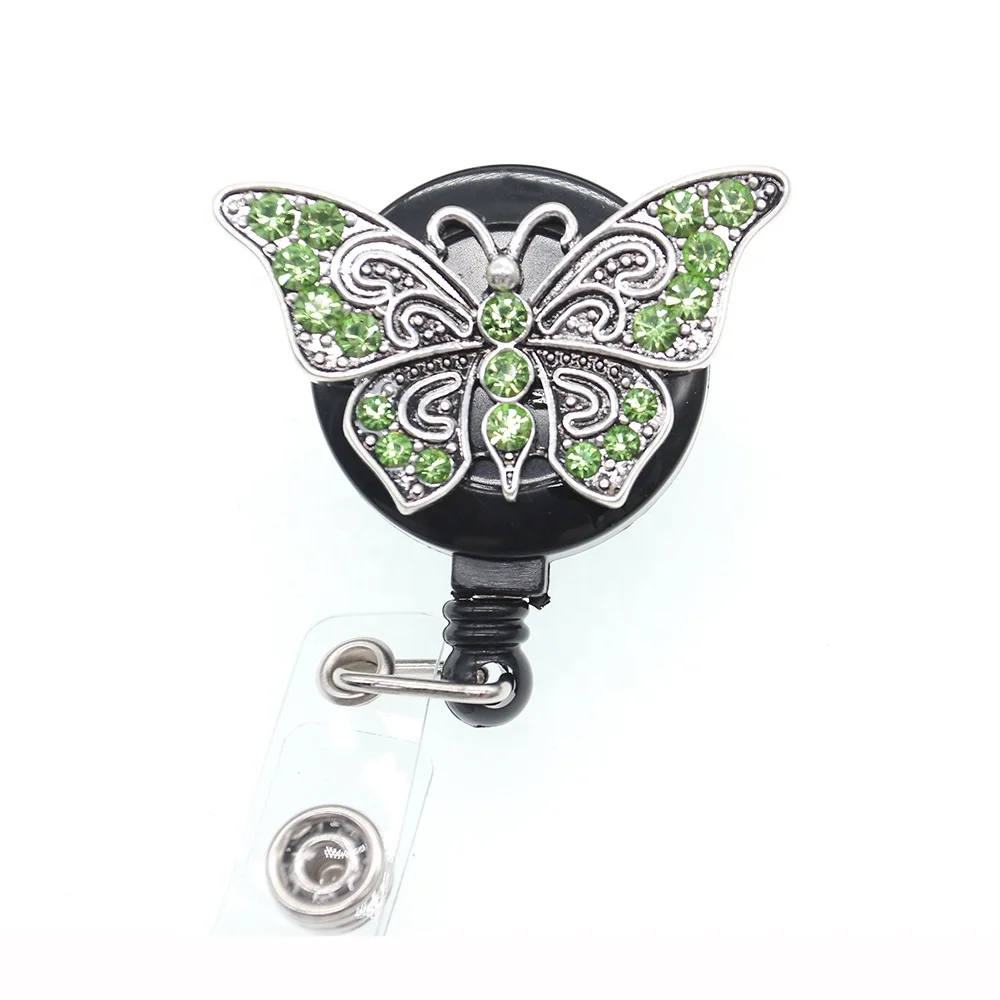 

Medical Nurse accessories Gift Blingf rhinestone Butterfly Retractable doctor ID Badge Holder