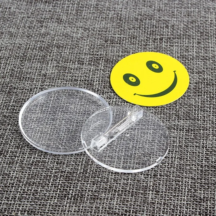 
Plastic logo name badges customized blank acrylic pin badge 