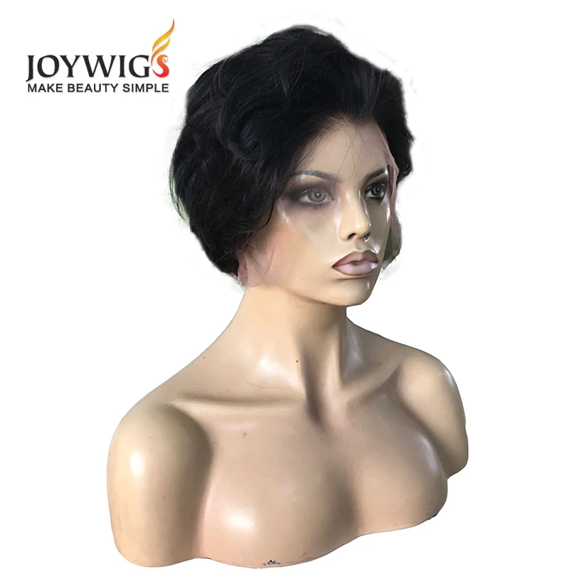 

JOYWIGS 2019 New Hot Selling Wave Bob Pixie Cut Short Full Lace Wig 100% Human Hair 8in Length 130% Density