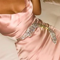 

Shihan SH6009 2019 New Sexy Party Dancing Wear Silver Plated Bling Bling Crystal Rhinestone Net Hollow Belly Waist Chains