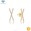 Fashion cz gold plated jewelry supplier cross earrings for women 2017