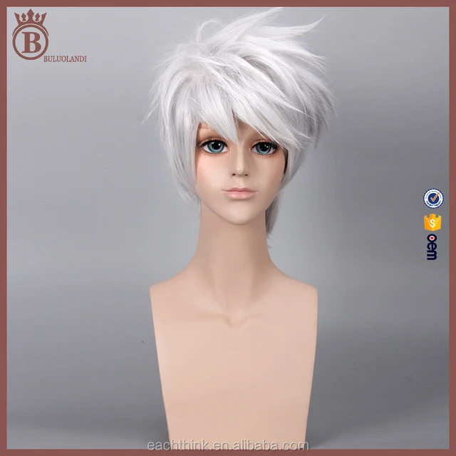 Mans 35cm Short Silver Japanese Anime Cosplay Costume Wigs