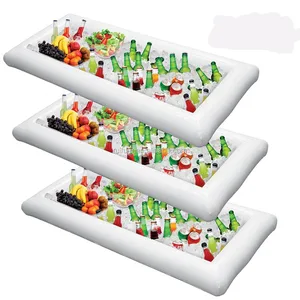 Image of White Inflatable Serving Bar and Buffet with Drain Plug , Salad Ice Tray Food Drink Containers