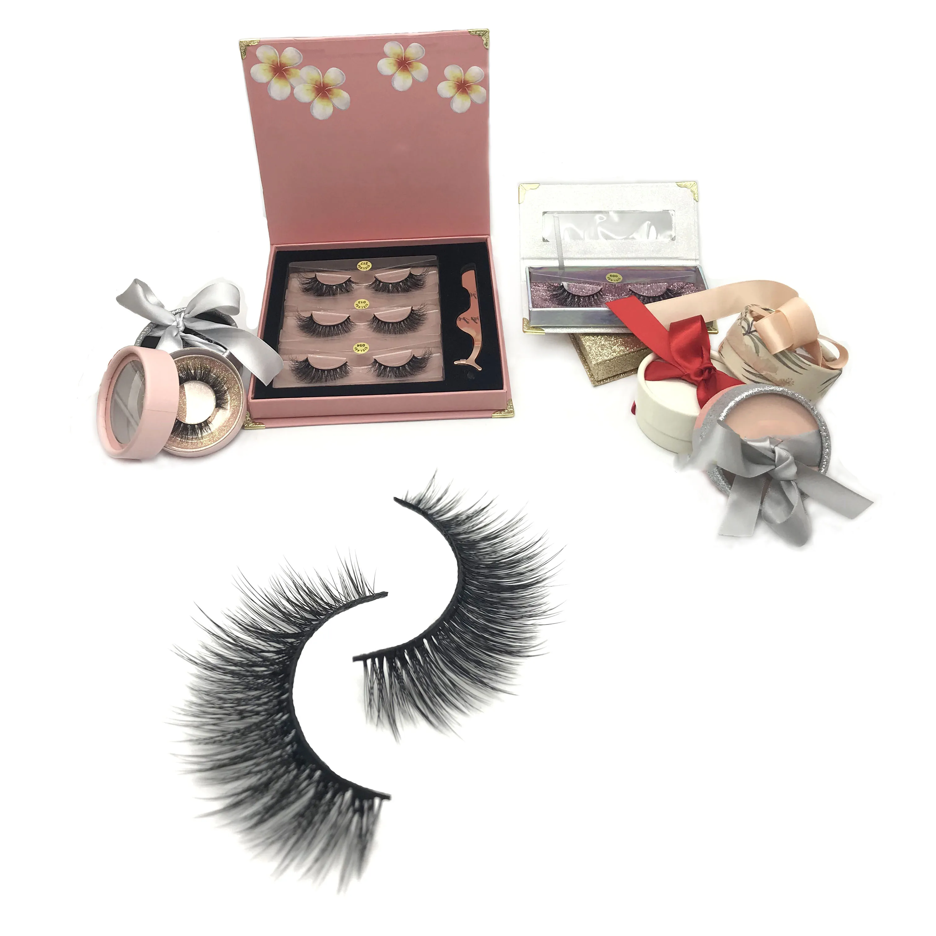 

Real Synthetic Eyelashes Customized Logo Soft Silk Lashes, Natural black
