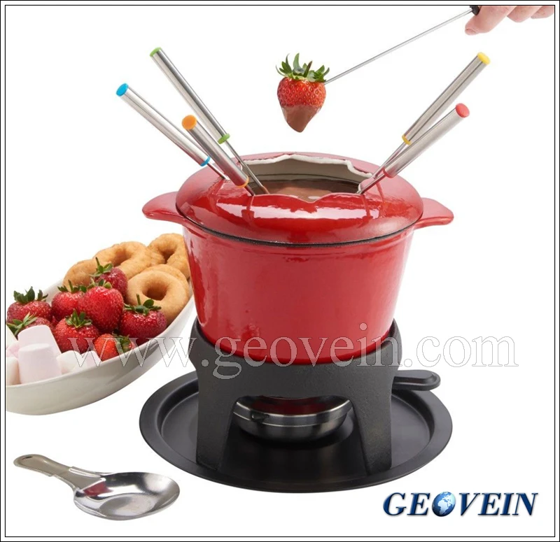 C/âble dalimentation Fondue /électrique en Acier Inoxydable pour Fondue au Fromage au Chocolat ou /à lhuile Appareil Personnes 6 Fourchettes /à Fondue Appareil Fondue//Cr/êpes Combin/é Collerette Anti