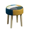 Home Stool Fabric Stool Wood Leg, Circle Stool Ottoman Living Room Stool, Fabric Ottoman Stool Fabric Stools