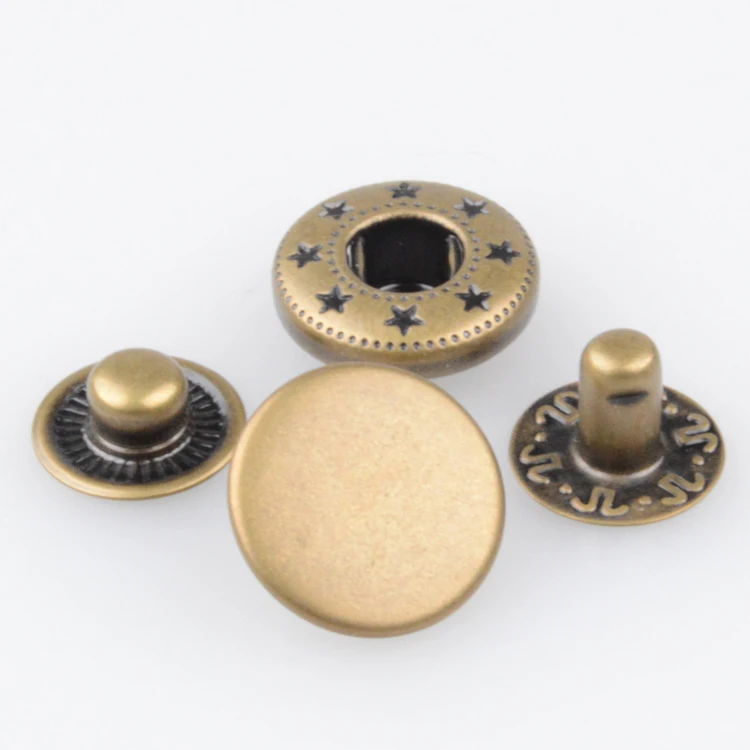 

SB018 Spring Type Metal Snap Button in Antique brass for Jeans, Plating;welcome to custom