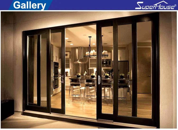 Superhouse Luxury System Finish Aluminium fire rating Large double glass Sliding Doors For Balcony