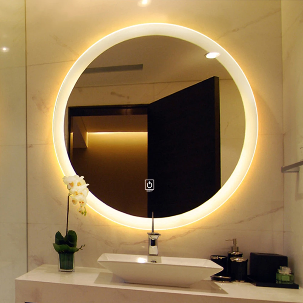 Home Decor Large Round Bathroom Mirror Metal Aluminum Framed Mirror