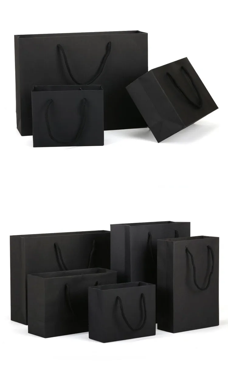 Custom Logo Charcoal Black Kraft Paper Bag - Buy Black Paper Bag,Black ...