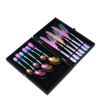 

Colorful Rainbow Plating Stainless steel cutlery long handle spoon Steak knife Fruit fork Colorful Rainbow Flatware Cutlery Set