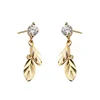 E1380 18K Gold 925 Sterling Silver Tree Leaf Earrings Plant Leaves Stud Earrings Boutique Wholesale