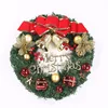 Lipan-Merry Christmas Garland Pine Leaves Red Gold Bow Christmas Door Decoration Wreath Ornaments For Party Supplies Home Decor