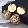 Jewelry Manufacturer China Dangle Gold Double Disk Earrings For Women