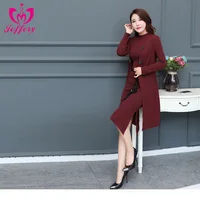 

2018 new design Slim was thin temperament long-sleeved new women's dress two-piece fashion suit formal dresses for women