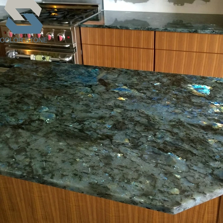 Top Quality Madagascar Lemurian Labradorite Blue Green Granite