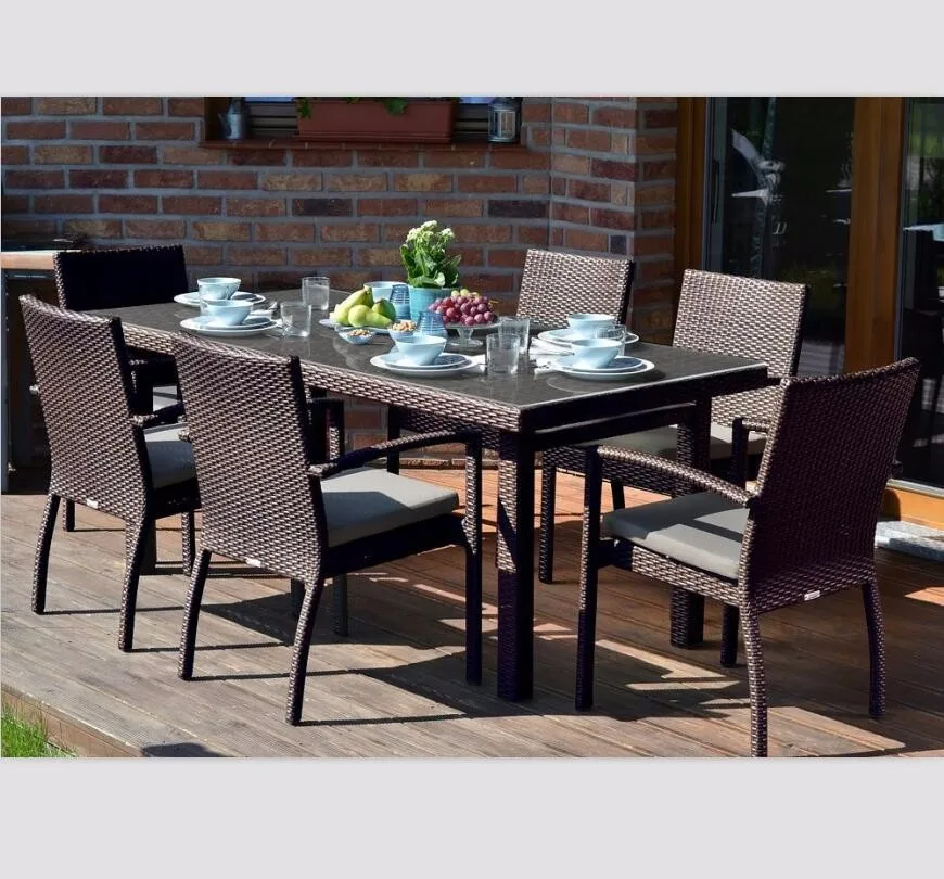 Brown Pe Rattan 6 Seats Garden Set Hd Designs Outdoor Furniture - Buy