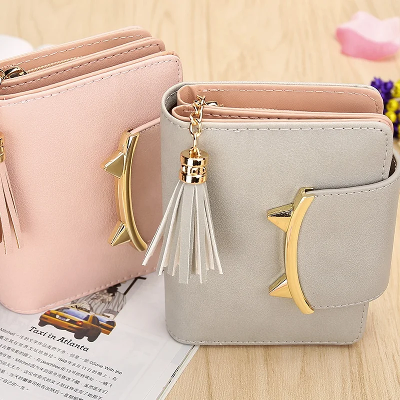 

Wholesale Tassel PU Leather wallet cute cat magnetic smart wallet women