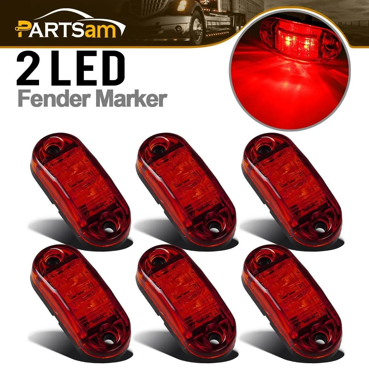 Buy Partsam 2pcs 6" 10 LED Red Oval Sealed Turn Brake Stop 
