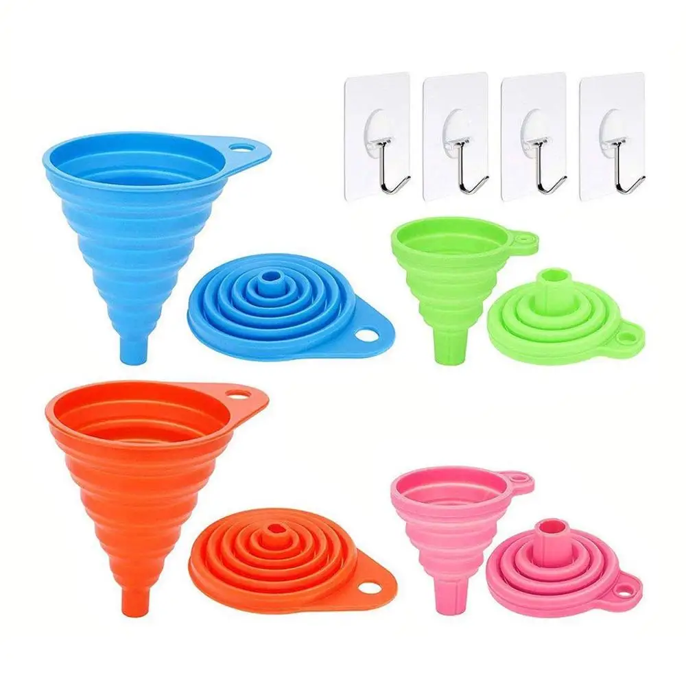 

Eco-friendly Mini Foldable Funnel Silicone Collapsible Funnel Folding Portable Funnels, Red,orange,blue and green etc