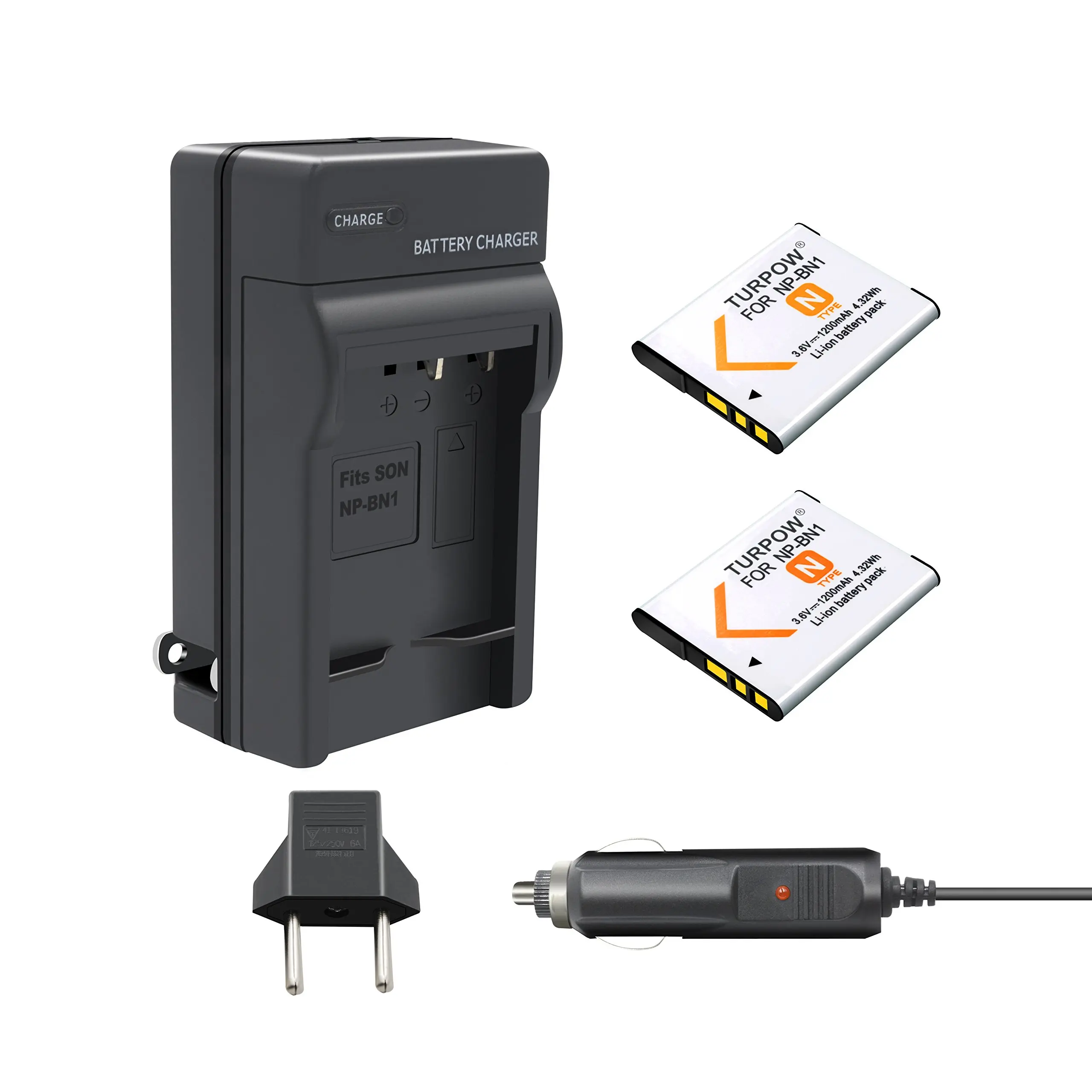 Get Quotations · TURPOW 2 Pack Replacement 1200mAh Sony NP-BN1 Battery and  Charger Kit for Sony Cyber