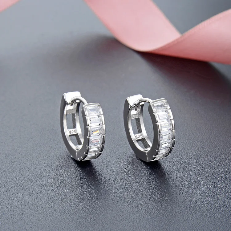 

POLIVA wholesale high quality zircon hoop earing jewelry Rhodium plating 925 silver earrings