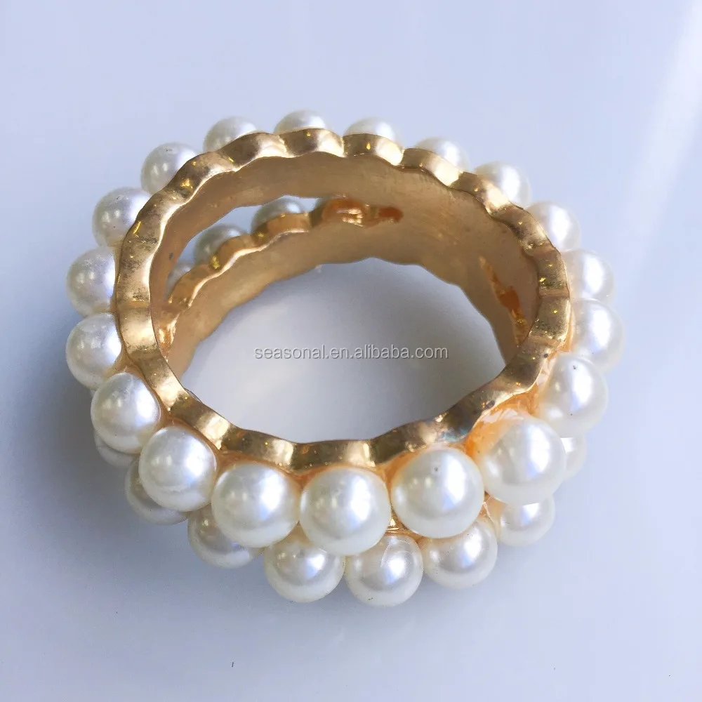 

200pcs/lot white Pearls napkin ring Serviette Holder Napkin Rings For Hotel Wedding Banquet Restaurant Decors Table Decors