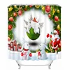 Christmas Santa Clause Decor Fabric Shower Curtain Santa Giving Xmas Presents Around World Bathroom Curtains