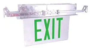 Westgate XTR-1GCW-EM Recessed Exit Lighting, Green On Clear Panel - White Housing