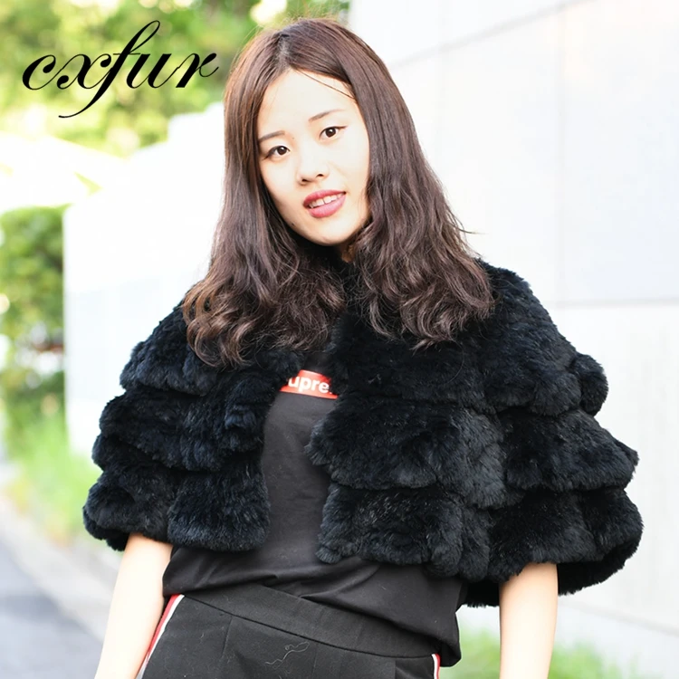 
CX-B-19 Complete Production Line Real Rabbit Women Winter Fur Capes Shawls 