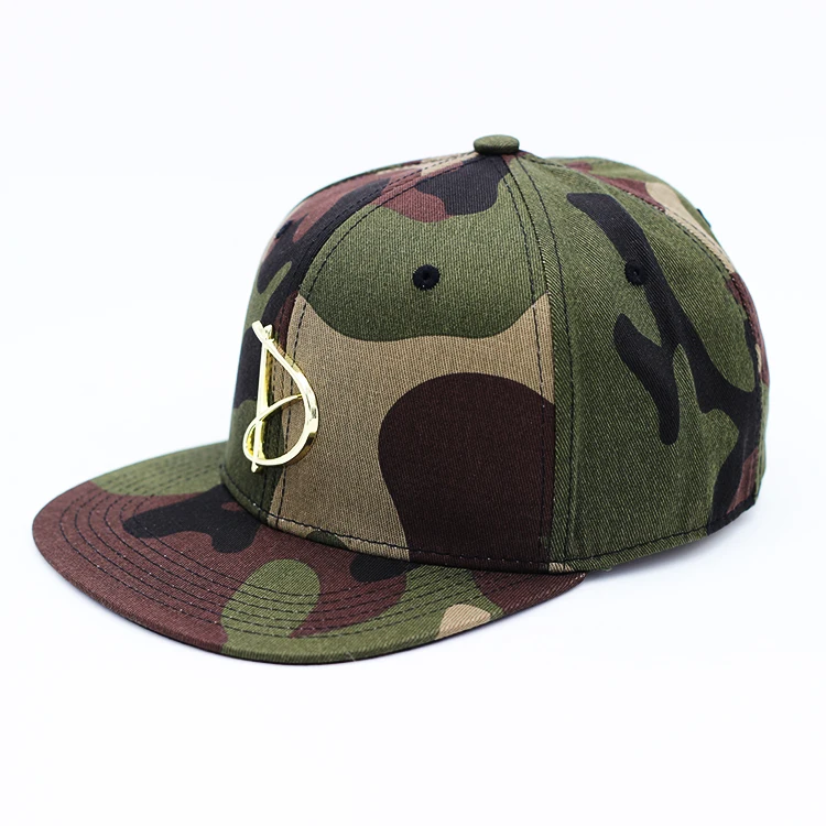 Camo Style Custom Gold Plate Snapback Flat Hat High Quality - Buy ...