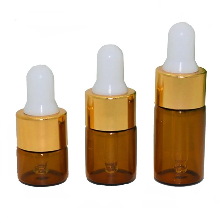 Shoprythm 6-Pack Amber Glass Dropper Bottles - 0.16 Oz (5ml) With Golden Dropper & Funnel