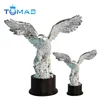 New design silver color plated custom metal large eagle statues