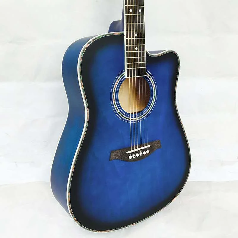 

blue 41 Inch Acoustic Guitar Student Practice Guitar Kits Beginner Entry Basswood Guitar Excellent Musical Instrument