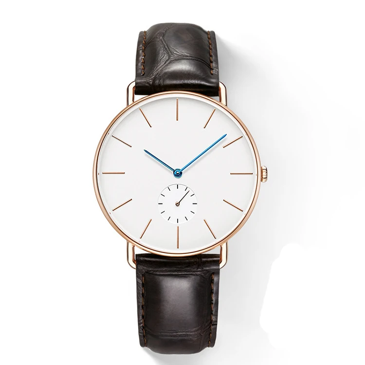 Wholesales matte black face italian leather watch straps japan movt quartz sr626sw mens custom logo watch made in china