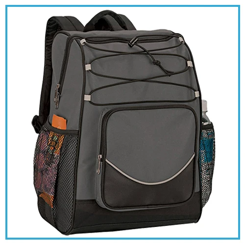 600d Polyester Black Insulated Thermos Cooler Backpack With Pocket