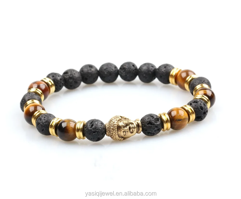 

2019 Men designs lava volcanic stone bracelet buddha, Mul-color