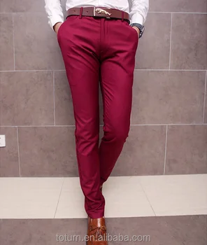 Fashion Slim Fit Red Wine Pants For Men Long Pant Man Trousers - Buy ...