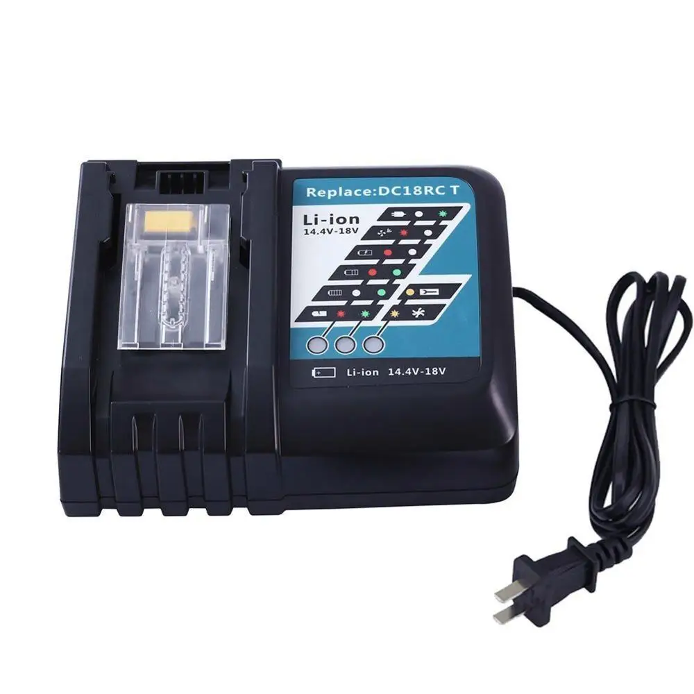 

14.4V and 18V Li-Ion Power Tool Batteries charger Compatible with Makita DC18RC Charger Kit for Makita, Black