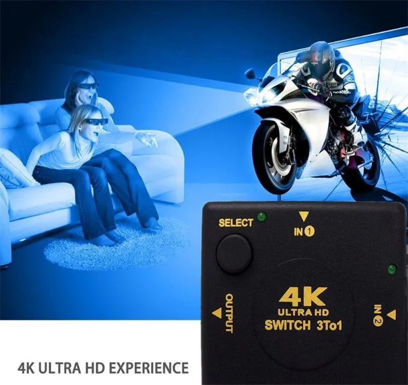 4K 3 input 1 Output Mini 3 Port HDMI Switch 3X1 HDMI VIdeo Switcher 3 IN 1 Out Splitter Box Selector For Xbox DVD HDTV PS5