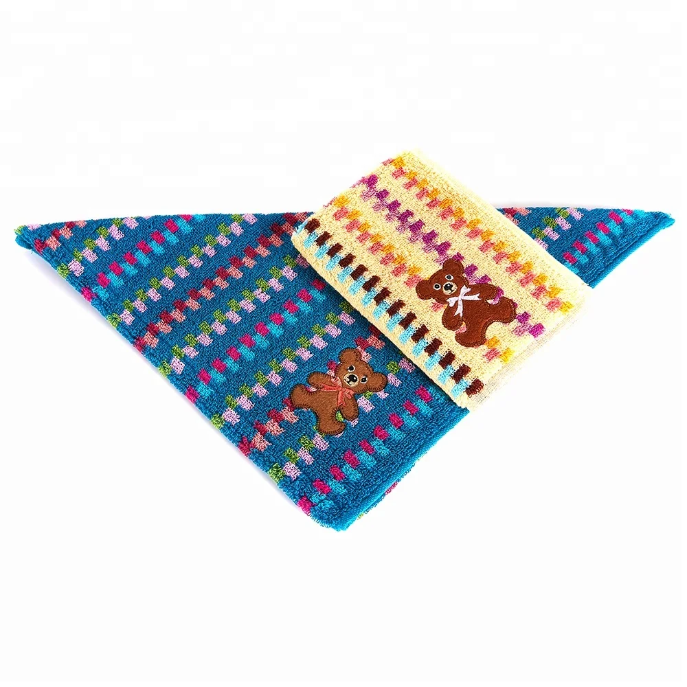 Pure 100 Cotton Colorful Jacquard Hand Towel with Bear Embroidery (6).jpg
